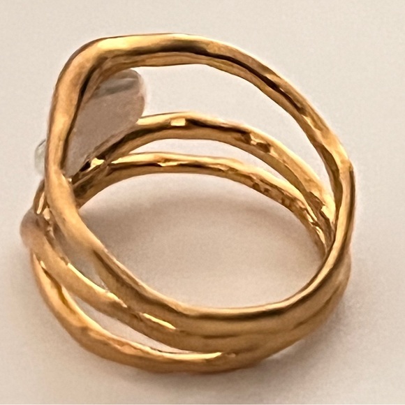 Monica Vinader Amy Powney Keshi Pearl Triple Ring 18k Vermeil Size 6.5 - Picture 7 of 8